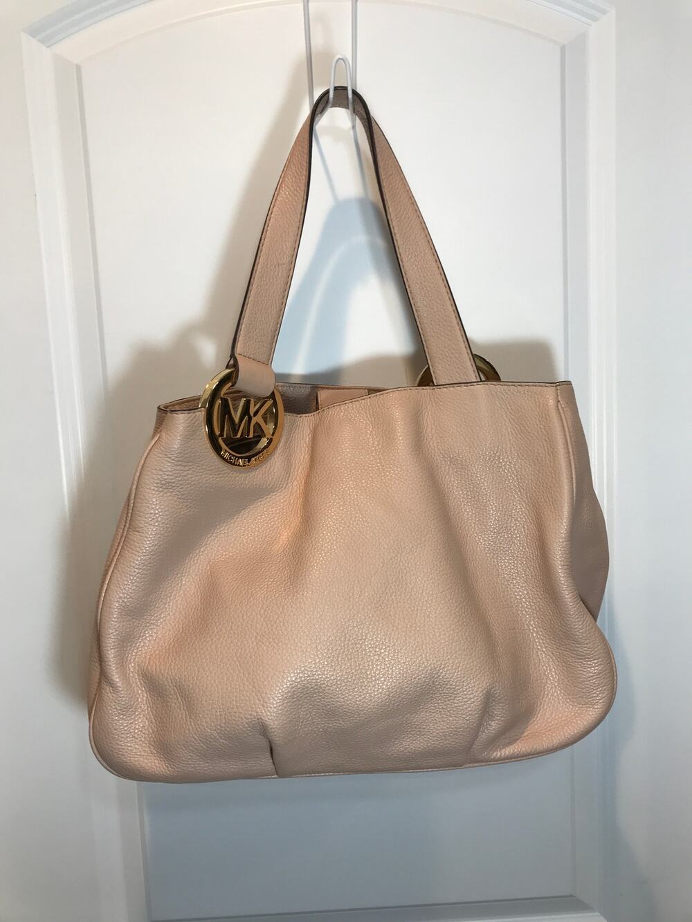 Michael Kors Fulton Large East West Pink Pebbled Leather Shoulder Bag